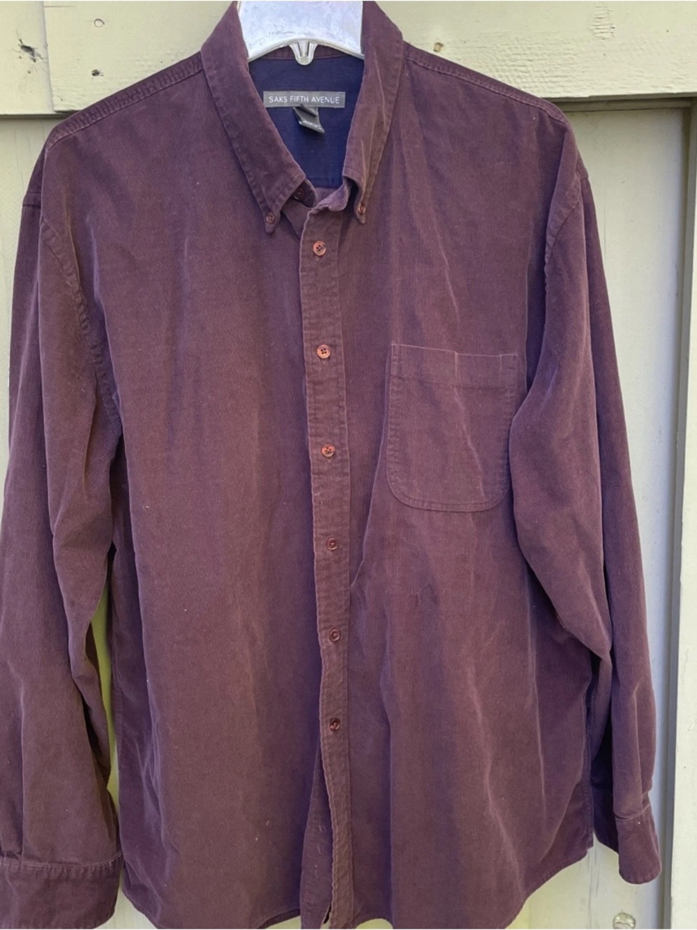 Saks Fifth Avenue Men's Corduroy Button-Down Shirt - Plum Brown
